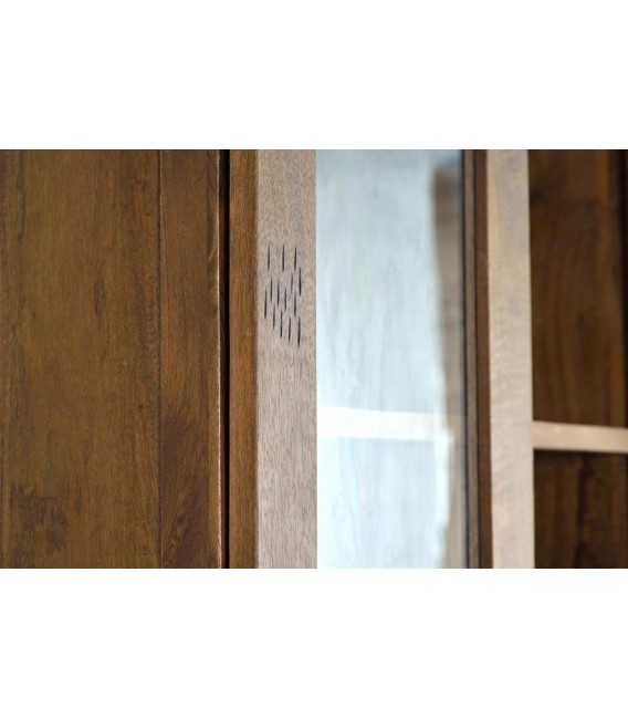 VITRINA 100 X 47 CHICAGO MADERA NATURAL METAL NEGRO