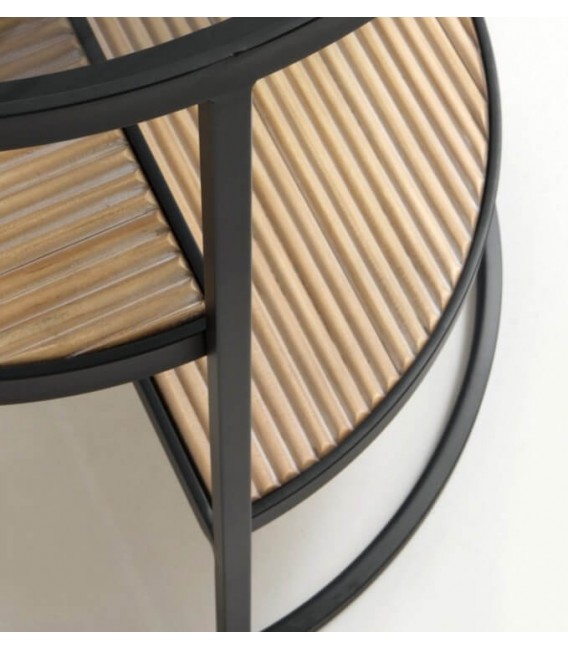 MESITA AUXILIAR 48 Ø ONALSI MADERA NATURAL METAL NEGRO