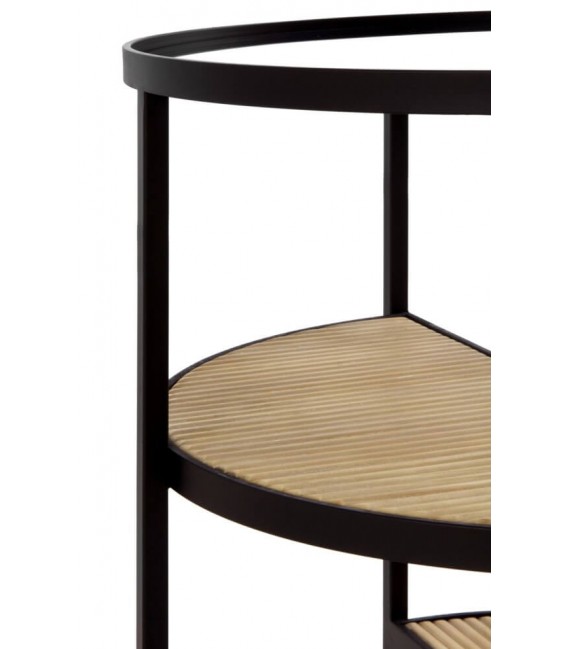 MESITA AUXILIAR 48 Ø ONALSI MADERA NATURAL METAL NEGRO