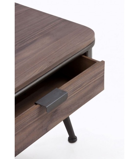 MESA DE CENTRO 120 X 60 BLUVIA METAL GRIS MADERA COLOR NOGAL