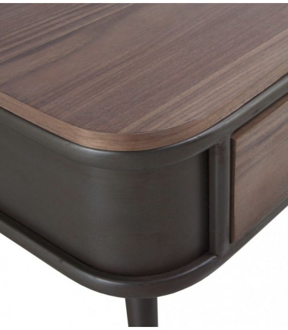 MESA DE CENTRO 120 X 60 BLUVIA METAL GRIS MADERA COLOR NOGAL