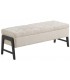 BANCO PIE DE CAMA 128 X 45 FENTE BOUCLE BEIGE MADERA NEGRA