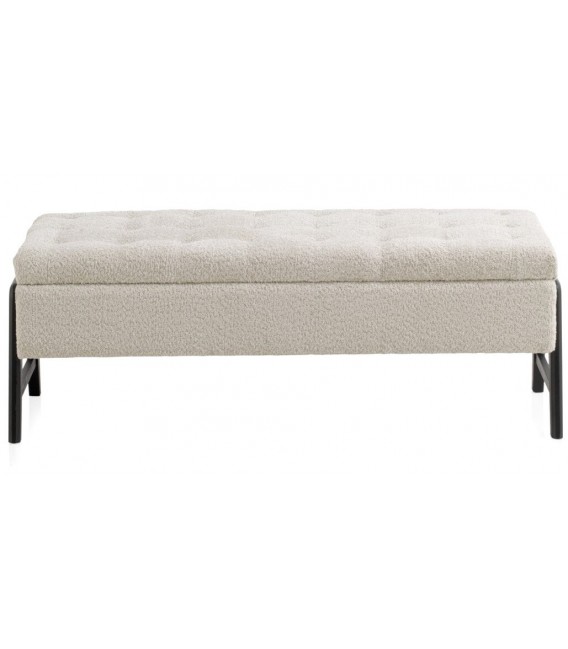 BANCO PIE DE CAMA 128 X 45 FENTE BOUCLE BEIGE MADERA NEGRA