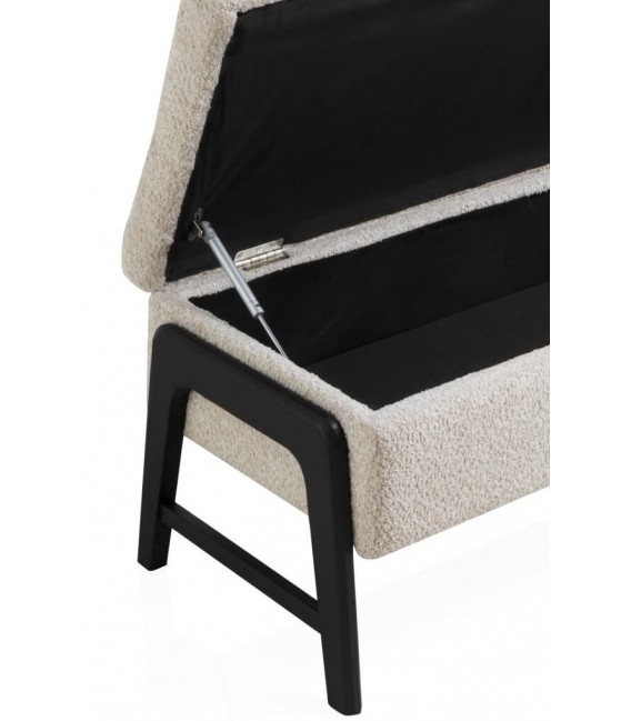 BANCO PIE DE CAMA 128 X 45 FENTE BOUCLE BEIGE MADERA NEGRA