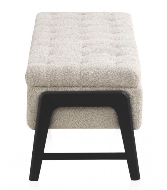 BANCO PIE DE CAMA 128 X 45 FENTE BOUCLE BEIGE MADERA NEGRA