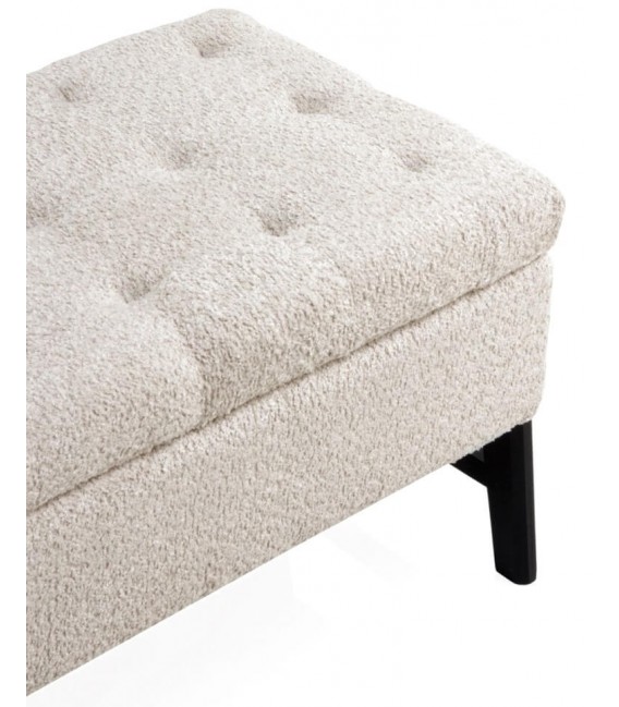 BANCO PIE DE CAMA 128 X 45 FENTE BOUCLE BEIGE MADERA NEGRA