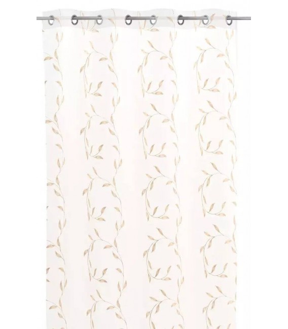 CORTINA VISILLO 140 X 260 PRETTY BORDADA BLANCO Y MARRON
