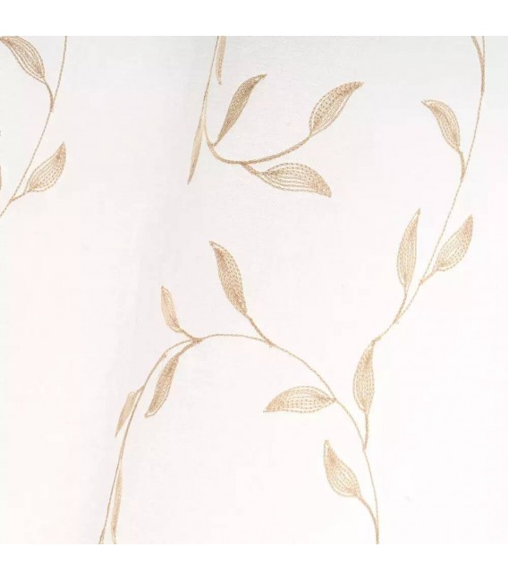 CORTINA VISILLO 140 X 260 PRETTY BORDADA BLANCO Y MARRON