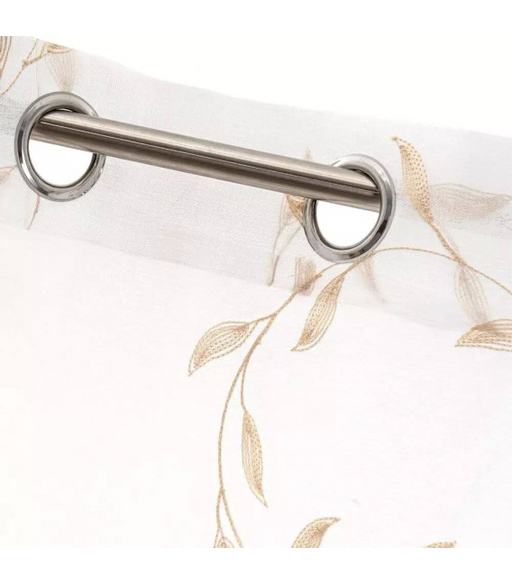 CORTINA VISILLO 140 X 260 PRETTY BORDADA BLANCO Y MARRON