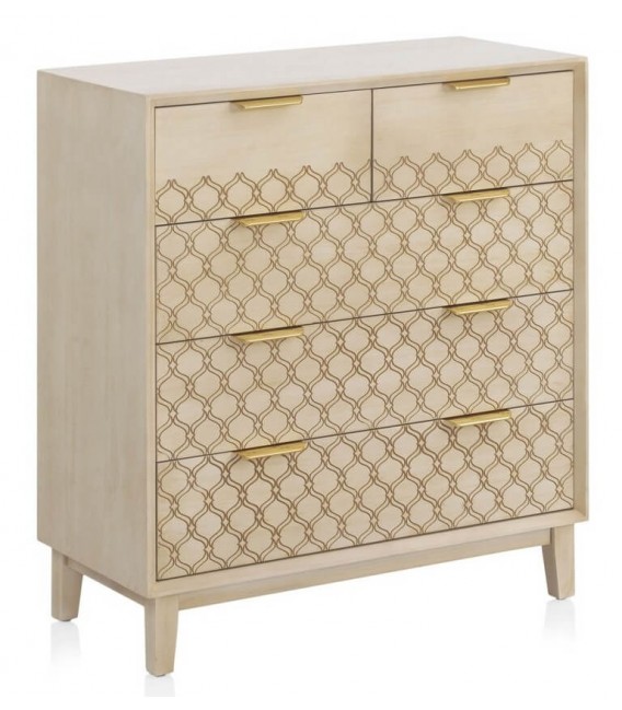 COMODA 80 X 40 BASTIAN MADERA NATURAL METAL DORADO