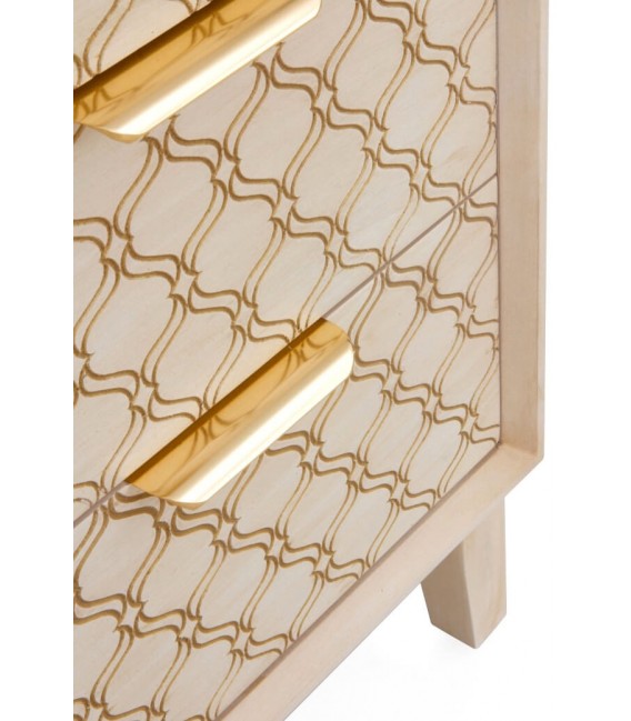 COMODA 80 X 40 BASTIAN MADERA NATURAL METAL DORADO