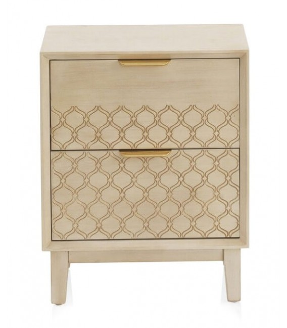 MESITA DE NOCHE 48 X 34 BASTIAN MADERA NATURAL METAL DORADO