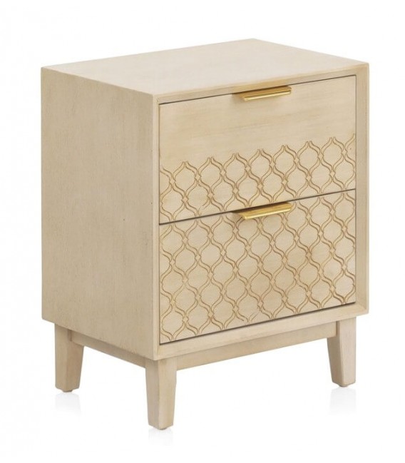 MESITA DE NOCHE 48 X 34 BASTIAN MADERA NATURAL METAL DORADO