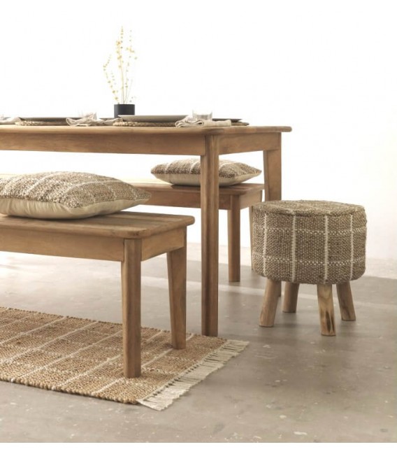 MESA DE COMEDOR 170 X 90 BLESMU MADERA MANGO NATURAL BLANCO Y GRIS