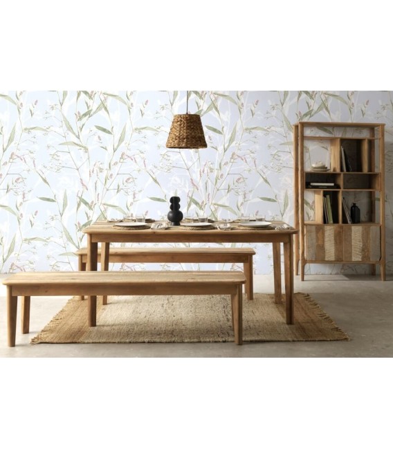 MESA DE COMEDOR 170 X 90 BLESMU MADERA MANGO NATURAL BLANCO Y GRIS