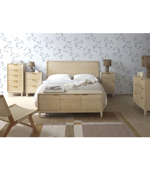 COMODA 85 X 35 BASTIAN MADERA NATURAL METAL DORADO