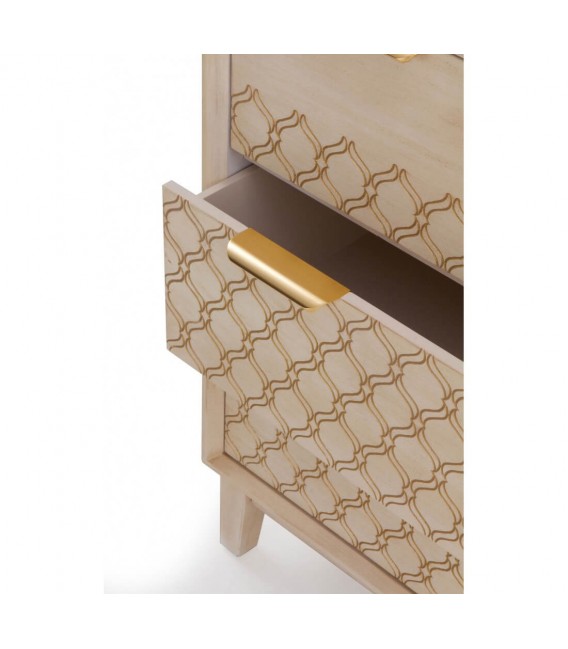 COMODA 85 X 35 BASTIAN MADERA NATURAL METAL DORADO