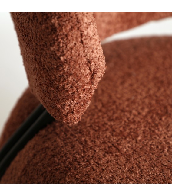 SILLON 75 X 76 VALENCE BOUCLE COLOR BURDEOS METAL NEGRO