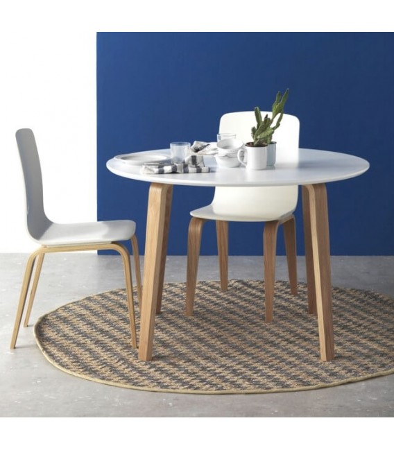 MESA DE COMEDOR  110 Ø CRIAS MADERA NATURAL Y BLANCO