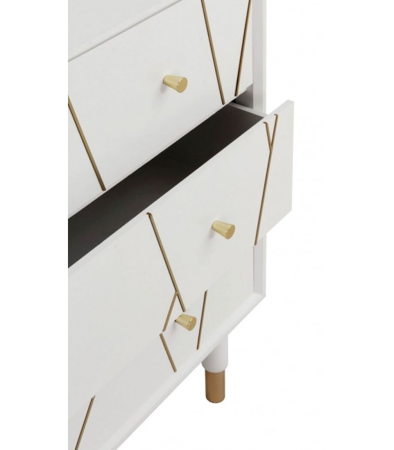 COMODA 80 X 40 CLARKY LACADO EN BLANCO DETALLES DORADOS