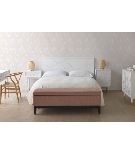 CABECERO 165 X 60 CLARKY LACADO EN BLANCO DETALLES DORADOS