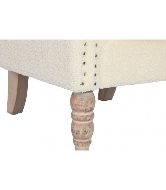 SILLON 79 X 59 BREJAS BOUCLE BLANCO ROTO MADERA NATURAL