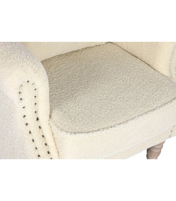 SILLON 79 X 59 BREJAS BOUCLE BLANCO ROTO MADERA NATURAL