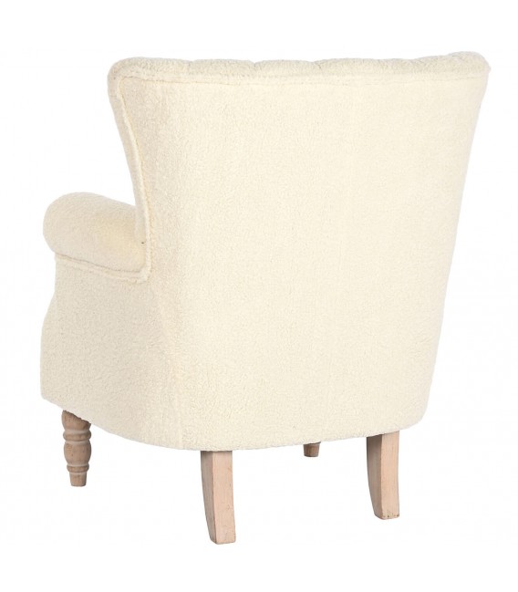 SILLON 79 X 59 BREJAS BOUCLE BLANCO ROTO MADERA NATURAL