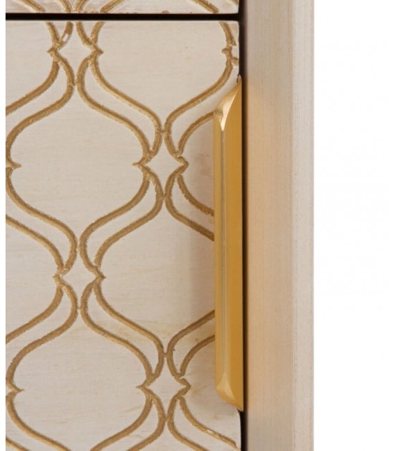 MESITA DE NOCHE 40 X 34 BASTIAN MADERA NATURAL METAL DORADO