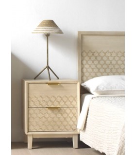 LAMPARA DE SOBREMESA 30 Ø TRITANMETAL DORADO FIBRA NATURAL TRENZADA