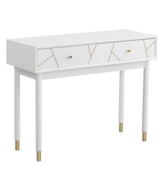 CONSOLA 100 X 40 CLARKY LACADO EN BLANCO DETALLES DORADOS