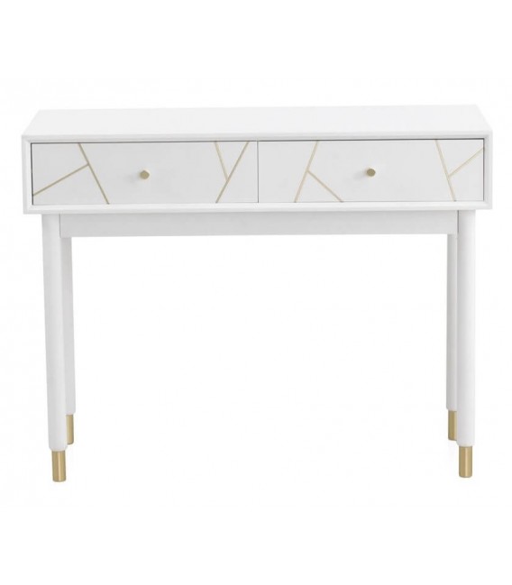 CONSOLA 100 X 40 CLARKY LACADO EN BLANCO DETALLES DORADOS