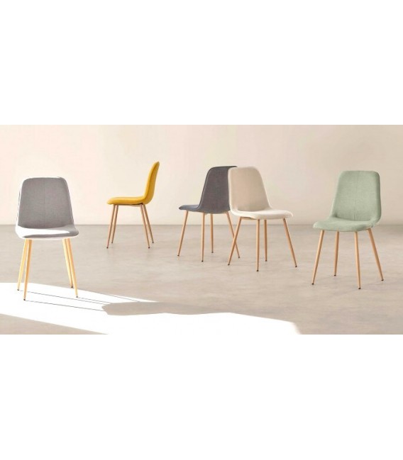 SILLA 45 X 55 LENTRIO TELA COLOR MENTA METAL IMITACION ROBLE