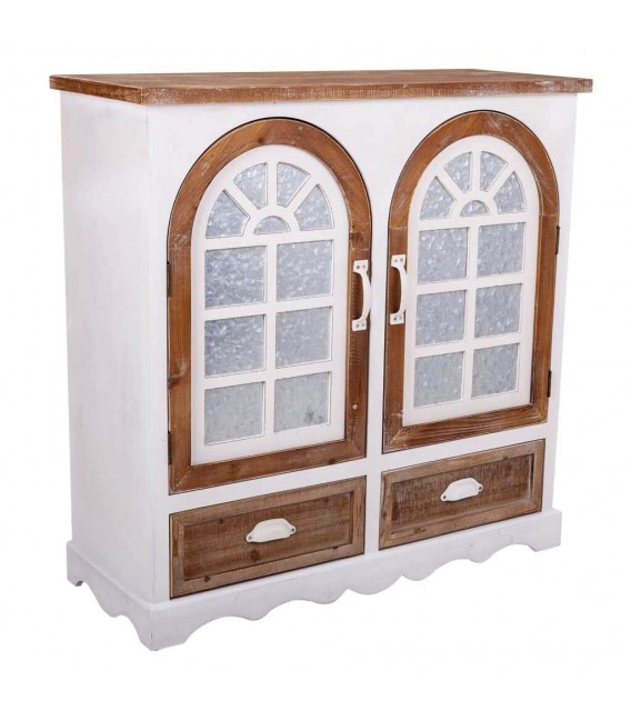 APARADOR 90 X 35 PRUNTEO MADERA NATURAL Y BLANCA
