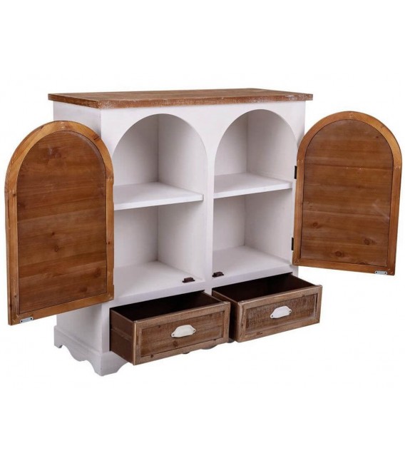 APARADOR 90 X 35 PRUNTEO MADERA NATURAL Y BLANCA