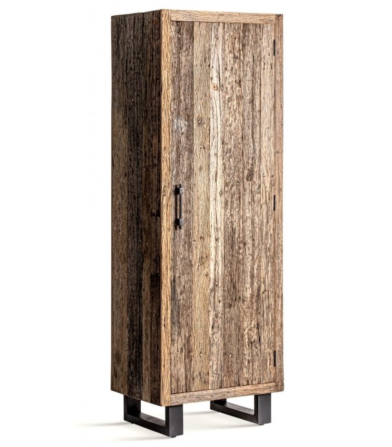 Armario alacena colonial alto de pino envejecido y hierro forjado. Mdmhogar