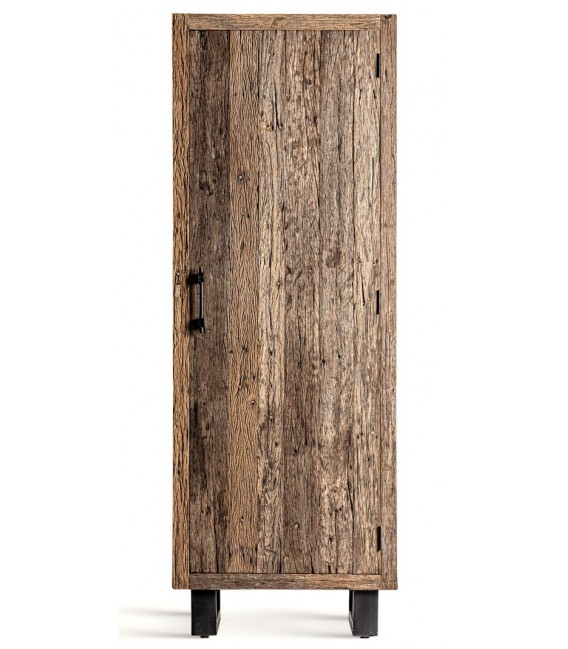 Armario alacena colonial alto de pino envejecido y hierro forjado.