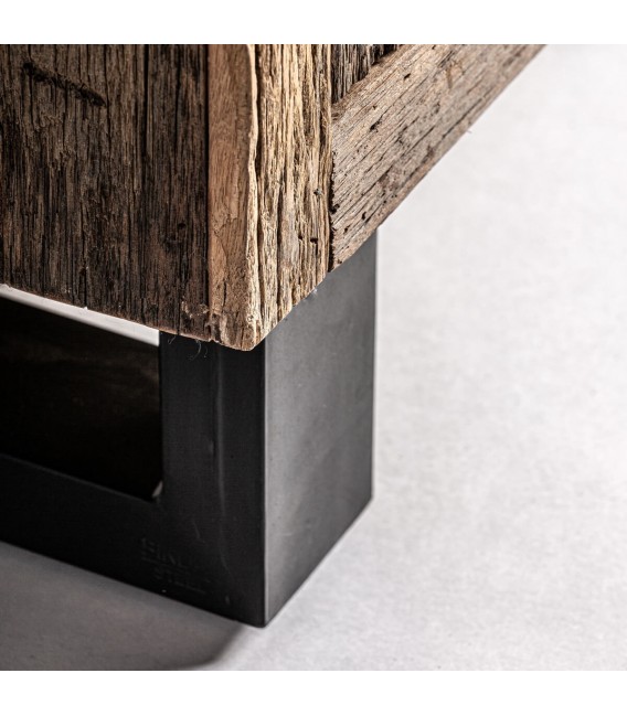 Armario alacena colonial alto de pino envejecido y hierro forjado. 4