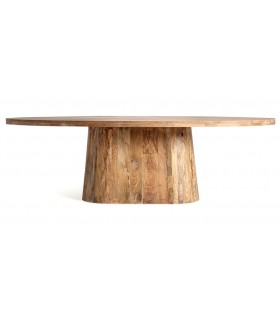 Mesa ovalada de comedor en madera natural de estilo colonial.1