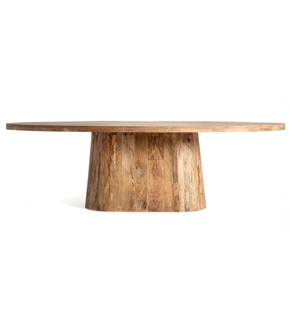 Mesa ovalada de comedor en madera natural de estilo colonial.1