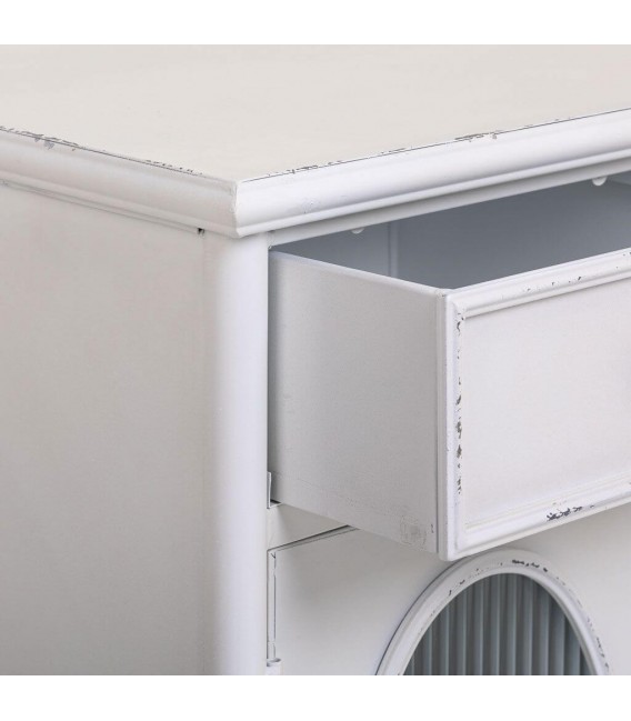 APARADOR 100 X 40 GULFI METAL BLANCO ROZADO CRISTAL CORRUGADO