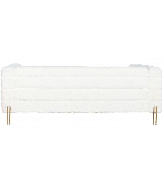 SOFA 3 PLAZAS 205 X 85 BARCO BOUCLE BLANCO METAL DORADO