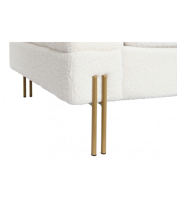 SOFA 3 PLAZAS 205 X 85 BARCO BOUCLE BLANCO METAL DORADO