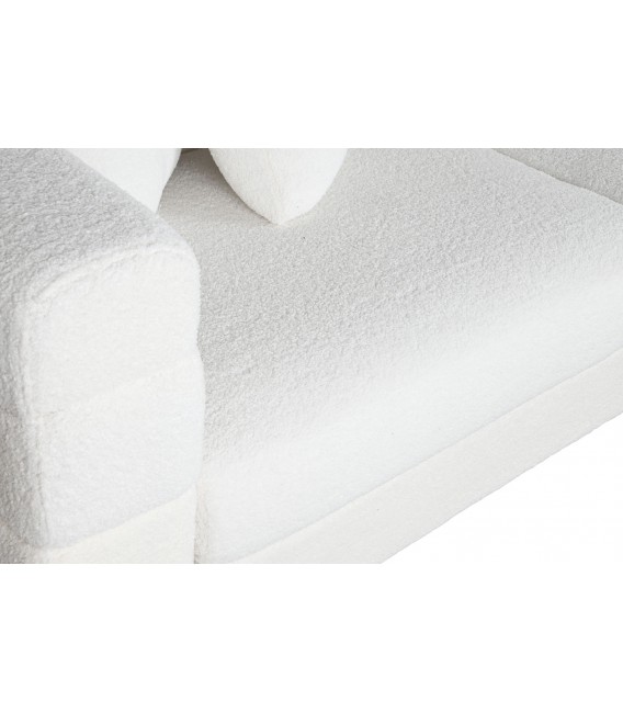 SOFA 3 PLAZAS 205 X 85 BARCO BOUCLE BLANCO METAL DORADO