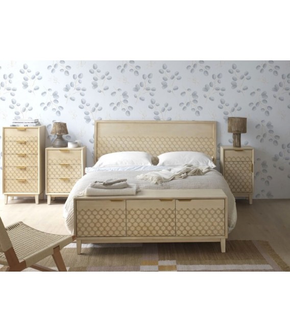 MESITA DE NOCHE 48 X 34 BASTIAN METAL DORADO MADERA NATURAL