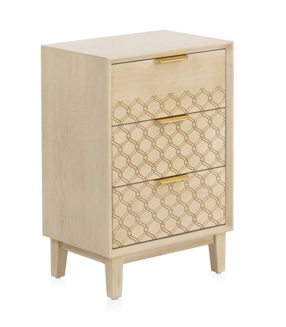 MESITA DE NOCHE 48 X 34 BASTIAN METAL DORADO MADERA NATURAL