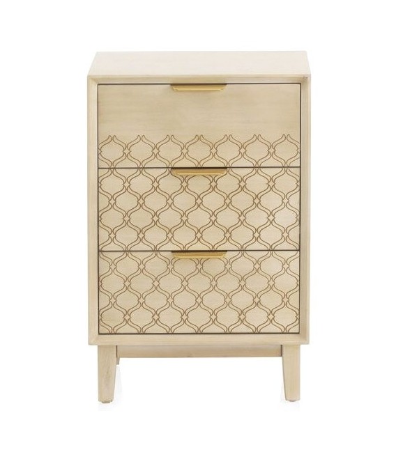 MESITA DE NOCHE 48 X 34 BASTIAN METAL DORADO MADERA NATURAL