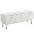MUEBLE DE TV 120 X 40 CLARKY LACADO EN BLANCO DETALLES DORADOS