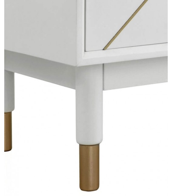 MUEBLE DE TV 120 X 40 CLARKY LACADO EN BLANCO DETALLES DORADOS