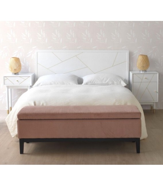 CABECERO 110 X 60 CLARKY LACADO EN BLANCO DETALLES DORADOS